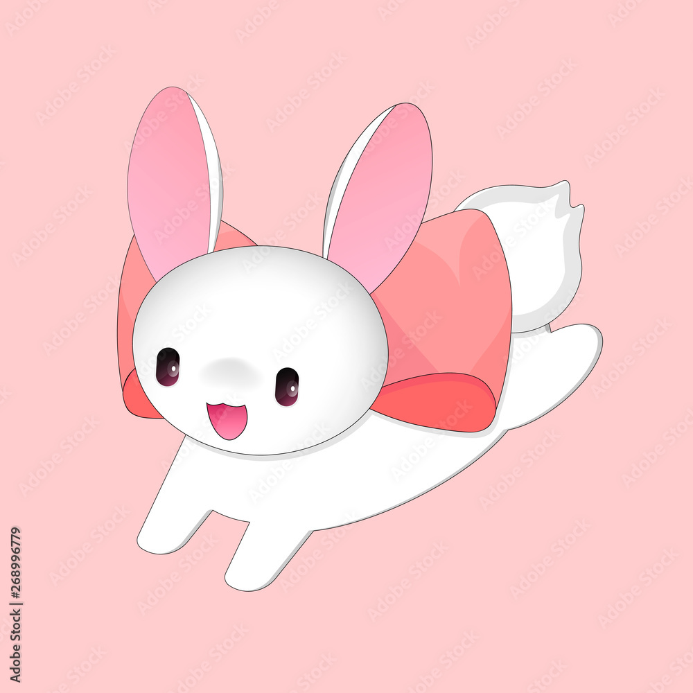 Kawaii bunny, Cute rabbit, anime graphic design template, animal app icon,  vector illustration Stock Vector | Adobe Stock