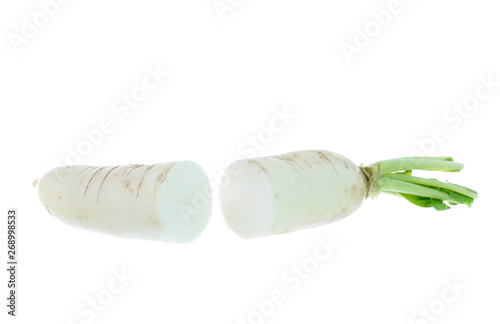 White radish isolated on white background