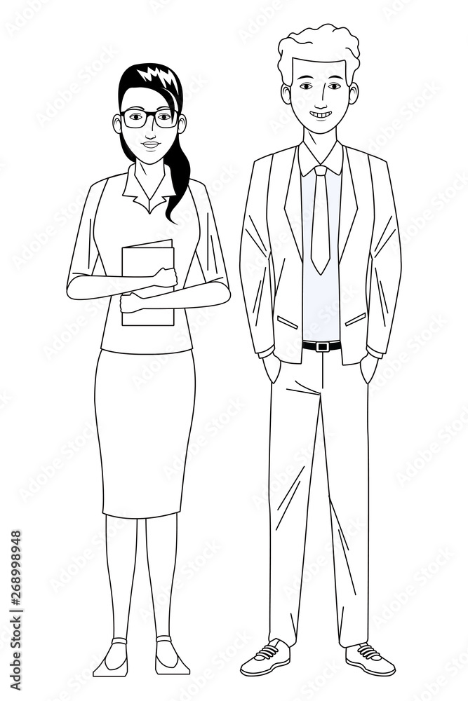 business couple avatar black and white business couple avatar black and white