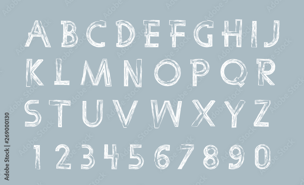 Blue and white glittering letters in brush hand painted style. Vector graphic Blue and white glittering letters in brush hand painted style. Vector graphic