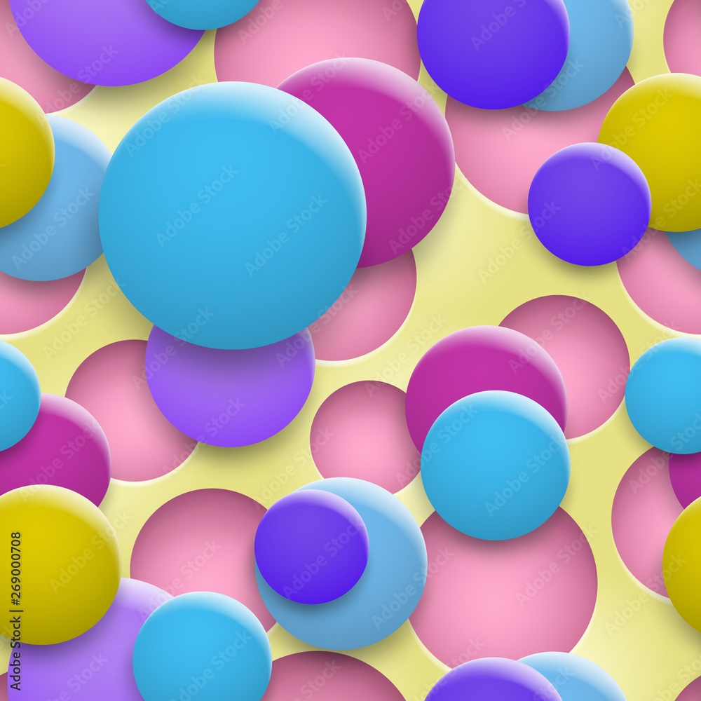 Abstract background of holes and multicolored circles with shadows Abstract background of holes and multicolored circles with shadows