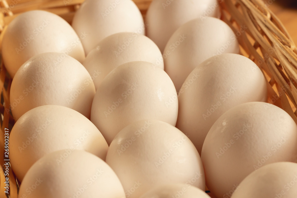 Fresh white chicken eggs freshly picked Fresh white chicken eggs freshly picked