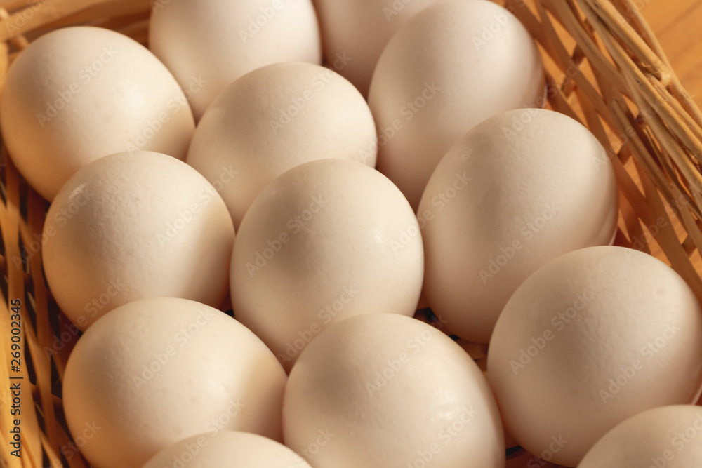 Fresh white chicken eggs freshly picked Fresh white chicken eggs freshly picked