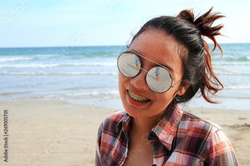 Healthy woman smile with the bright sea