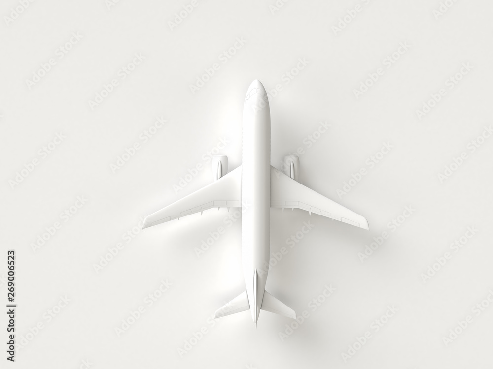 Air Plane model on gray minimal style background. Travel concept. 3D model render visualization illustration Air Plane model on gray minimal style background. Travel concept. 3D model render visualization illustration