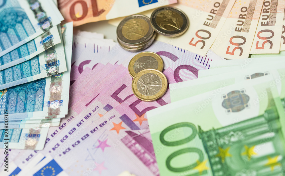 finance money - Banknotes of the european union. finance money - Banknotes of the european union.