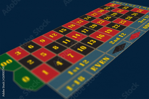 American Roulette Table perspective raster illustration, shallow DoF