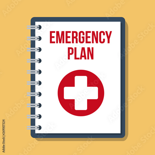 emergency plan documents in paper binder, vector flat illustration