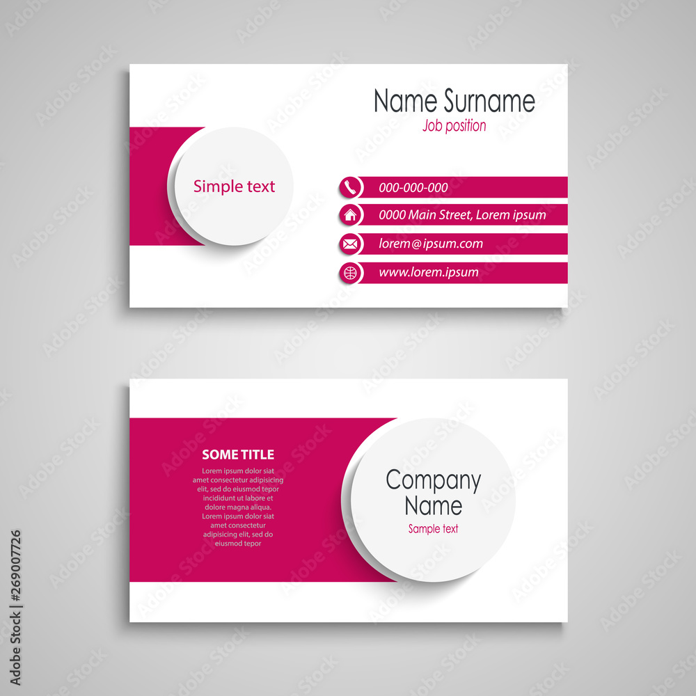 Business card with round patterns in pink white design