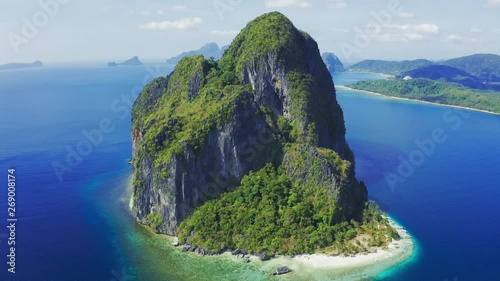 Amazing nature landscape rocky Pinagbuyutan Island and blue sea of El Nido, Palawan, Philippines photo
