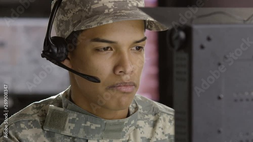 Portrait of a military drone operator, close up
