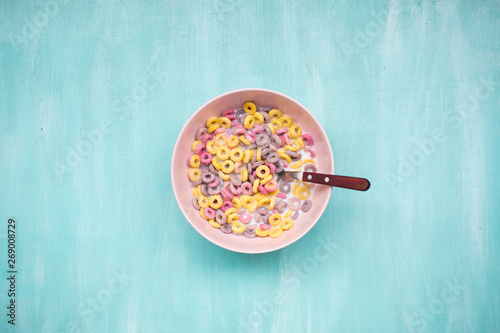 colorful cereal rings in bowl 
