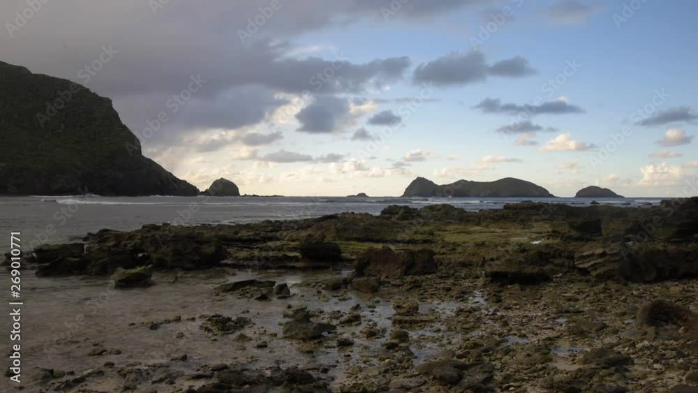 View on a rainy day at low tide at Neds Beach Lord Howe Island View on a rainy day at low tide at Neds Beach Lord Howe Island