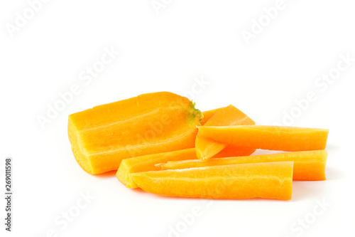 Carrot slices vegetable isolated on white background