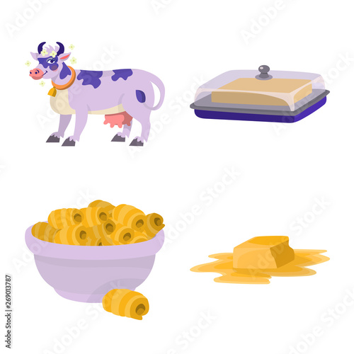 Vector illustration of food and dairy symbol. Set of food and cholesterol stock symbol for web.