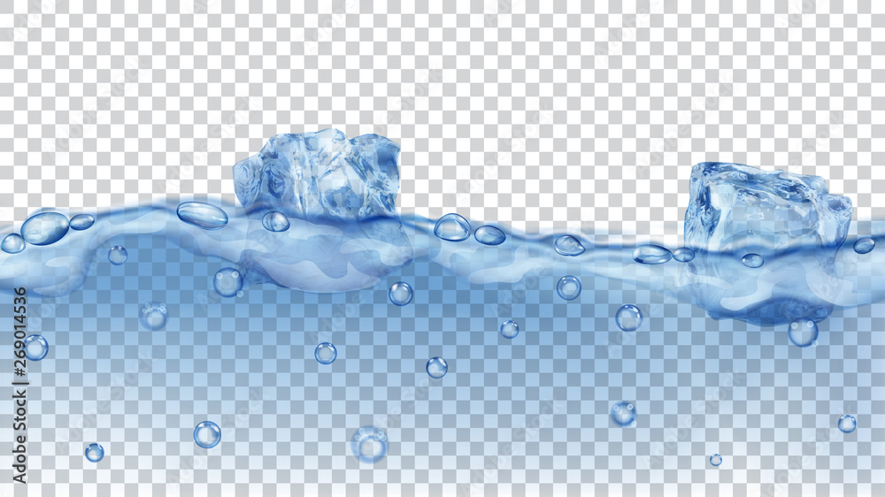 Ice Water Container Draw Ice Cubes Floating In Water