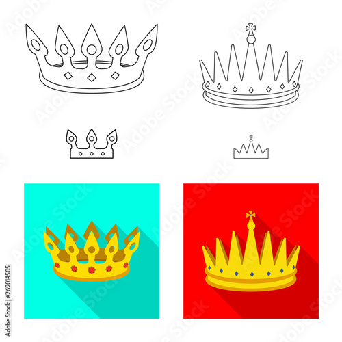 Isolated object of medieval and nobility sign. Set of medieval and monarchy stock vector illustration.