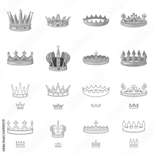 Vector illustration of medieval and nobility logo. Set of medieval and monarchy vector icon for stock.