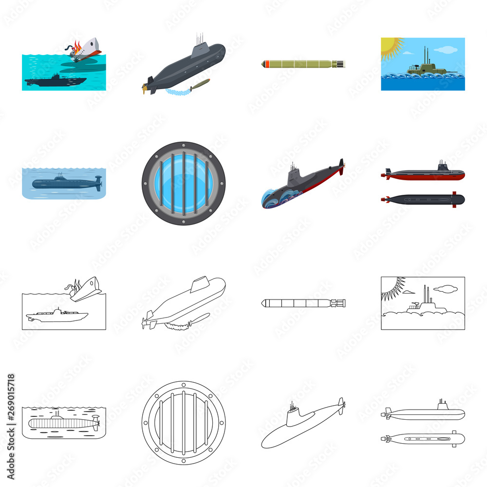 Isolated object of war and ship logo. Set of war and fleet vector icon for stock. Isolated object of war and ship logo. Set of war and fleet vector icon for stock.