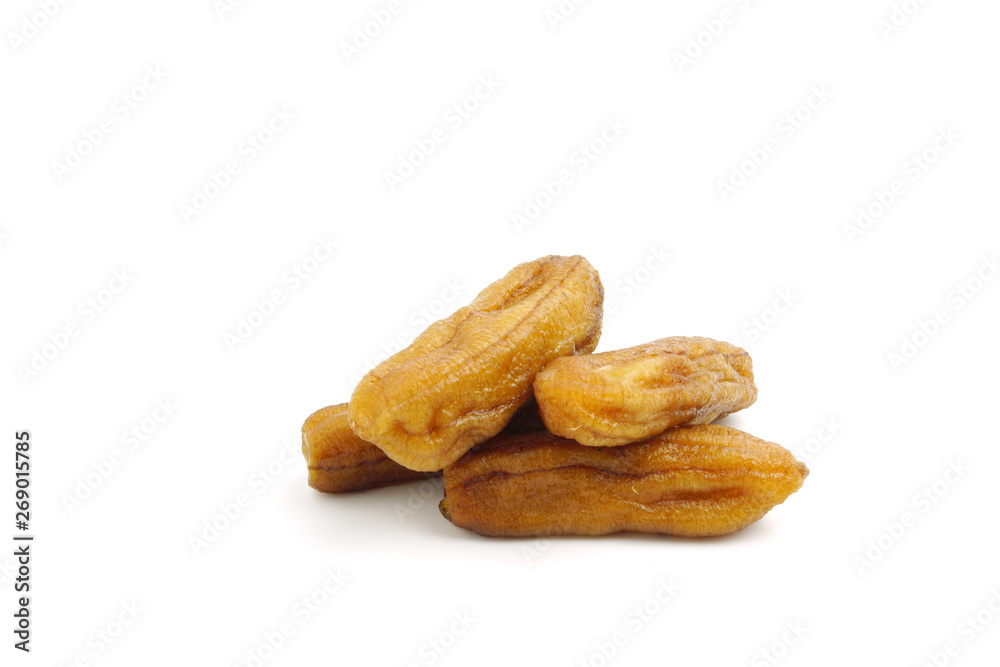 Sun dried banana food processing by sun for preservation method isolated on white background Sun dried banana food processing by sun for preservation method isolated on white background