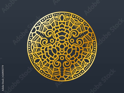 Mandala gold logo template. © elektra