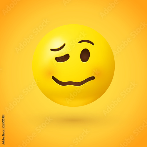 Woozy face emoji - emoticon face showing signs of being tired, emotional, or drunk
