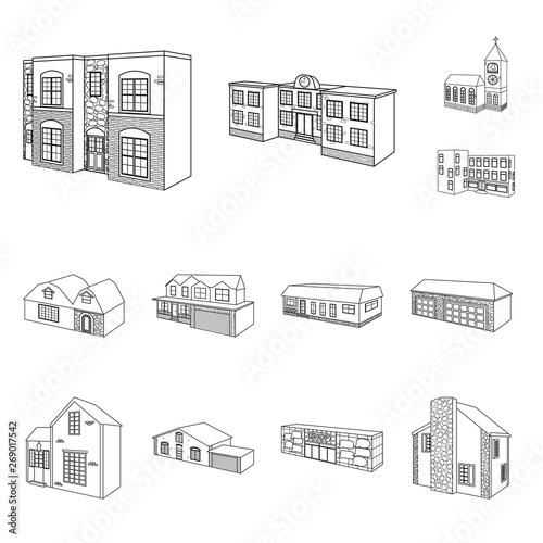 Vector design of city and construction sign. Set of city and estate vector icon for stock.