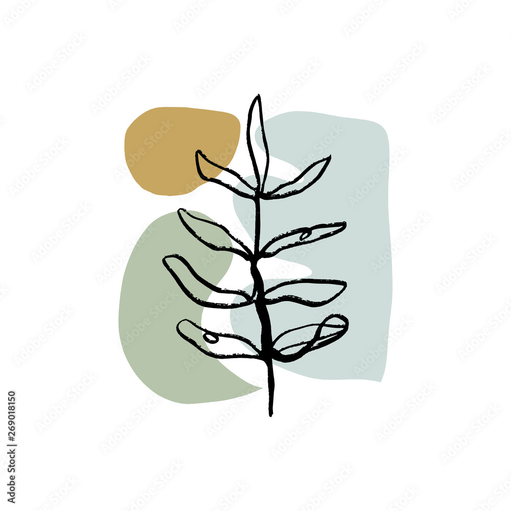 Modern abstract floral art and shapes vector background or layout. Pastel scandinavian colors palette Modern abstract floral art and shapes vector background or layout. Pastel scandinavian colors palette