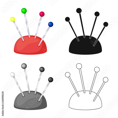 Vector illustration of pincushion and pillow logo. Collection of pincushion and needle stock vector illustration.