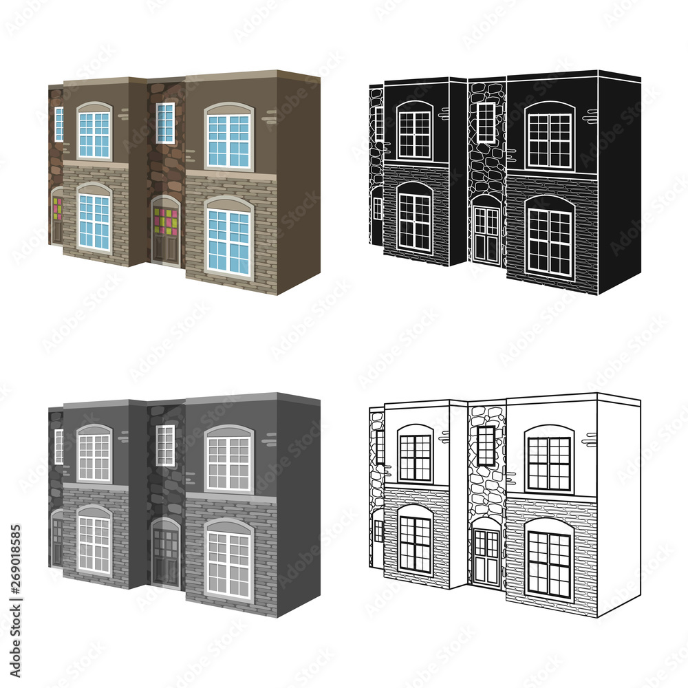 Vector design of cottage and house sign. Set of cottage and city vector icon for stock.