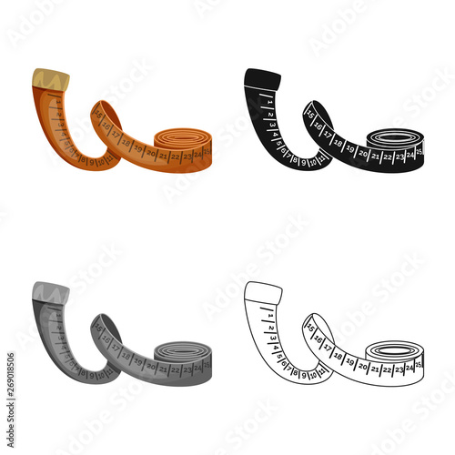 Isolated object of tape and measure logo. Collection of tape and centimeter stock symbol for web.