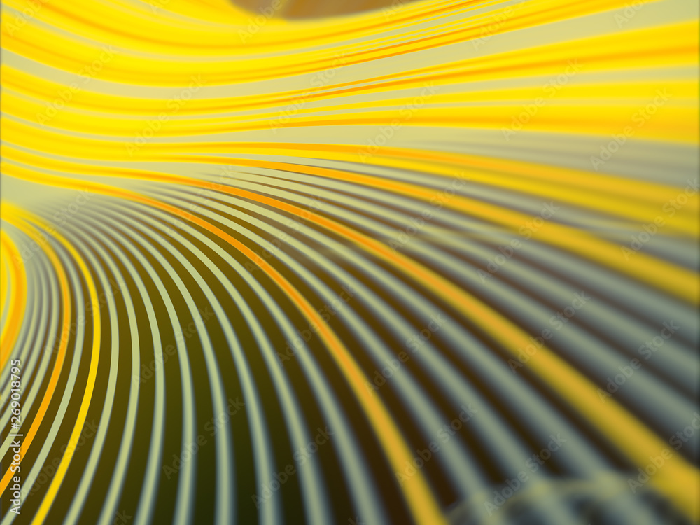 Naklejka premium Modern style abstraction with composition made of various colored lines. Wave band geometric pattern. 3d rendering