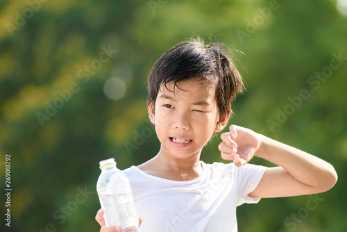 Young boy feel hot