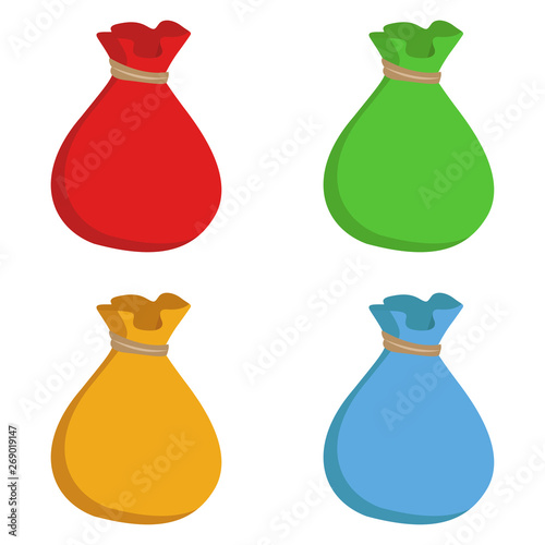 Sacks. Sacks icon. Sacks multicolored. Set of sacks. Vector illustration. EPS 10.