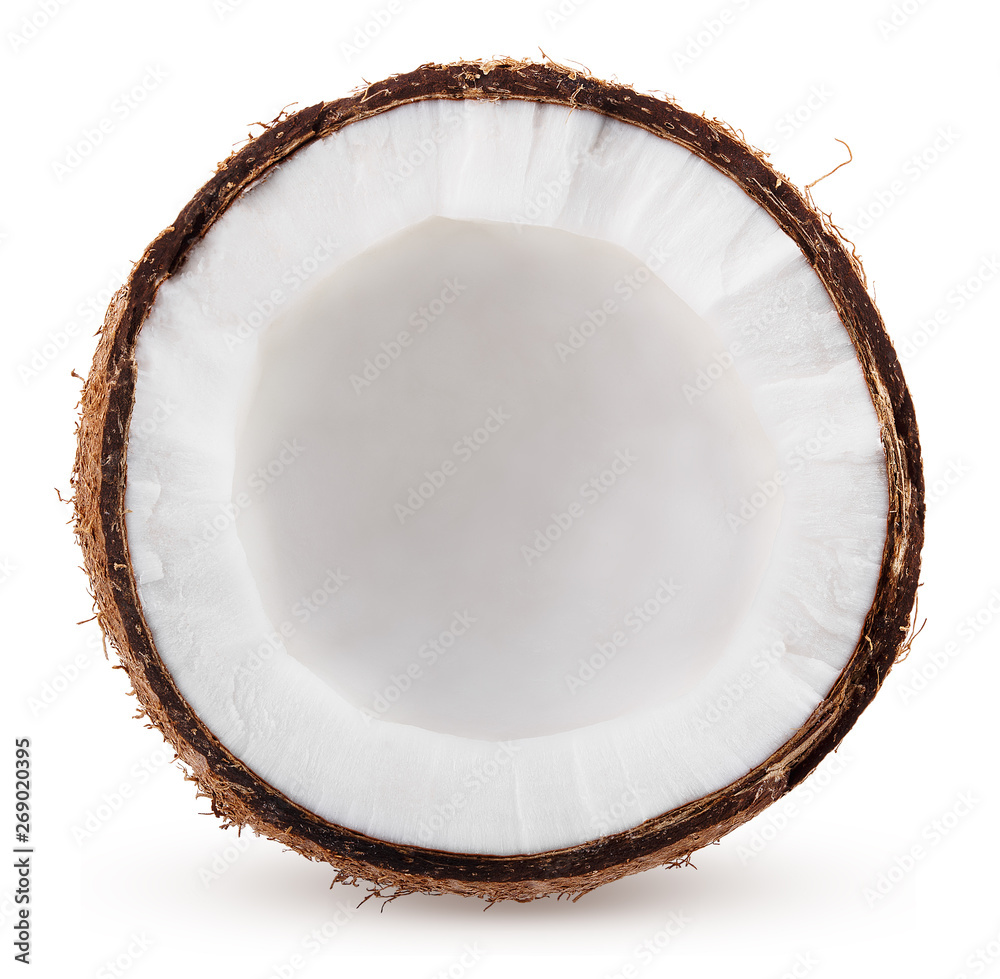 coconut slice isolated on white background clipping path - obrazy, fototapety, plakaty 