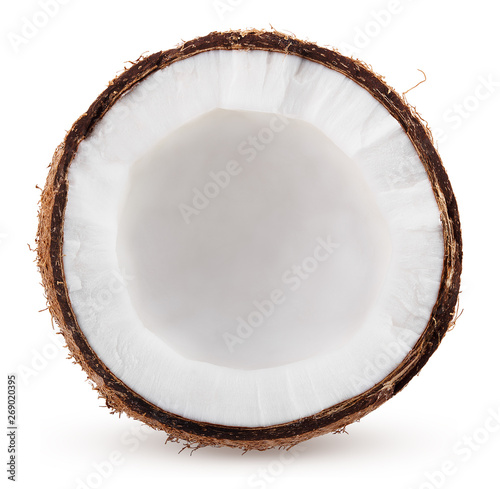 coconut slice isolated on white background clipping path