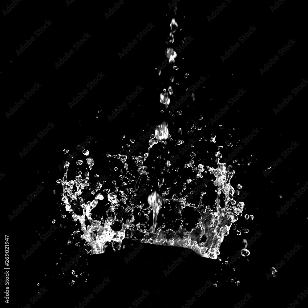Water splashing isolated on a black background