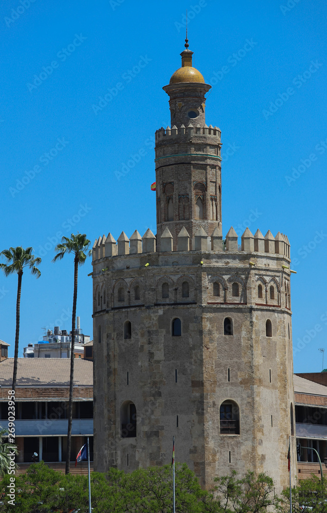 Torre del Oro -Tower of Gold on the bank of the Guadalquivir river, Seville, Spain