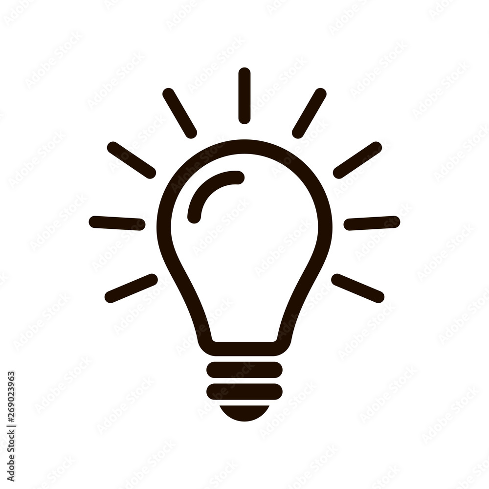 Simple light bulb line icon isolated on background Simple light bulb line icon isolated on background