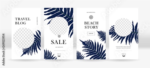 Design backgrounds for social media. Trendy tropical templates for social topical networks stories