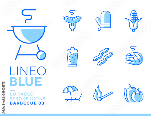 Lineo Blue - Barbecue and Grill line icons