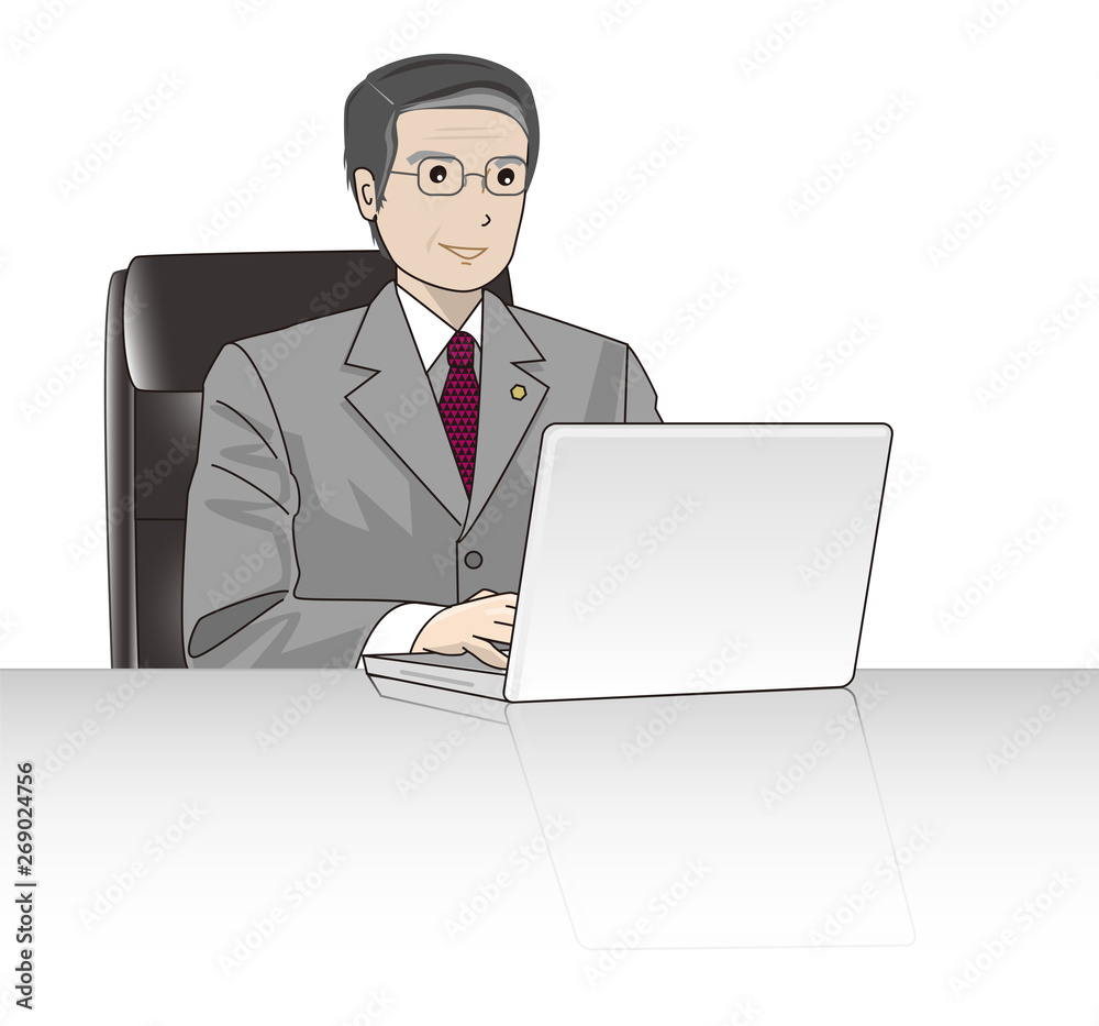 ビジネスマン 男性 会社員 役員 社長 パソコン ビジネスマン 男性 会社員 役員 社長 パソコン