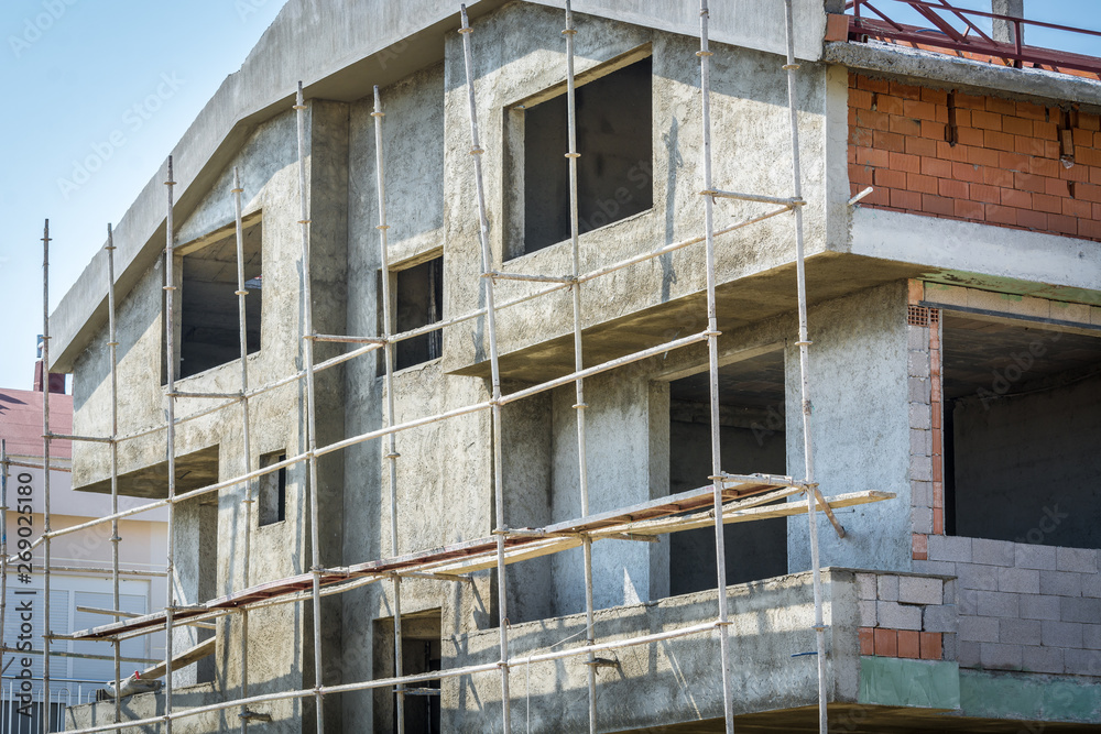 Large building of house with established time ladders. Large building of house with established time ladders.