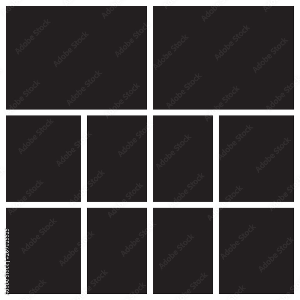 Vector mood board of ten frames. Photo collage templates.