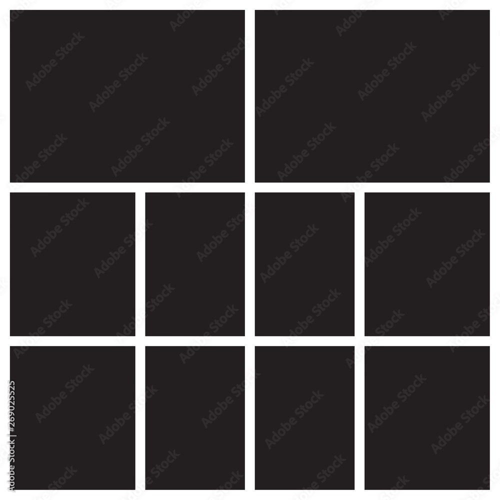 Vector mood board of ten frames. Photo collage templates. Vector mood board of ten frames. Photo collage templates.