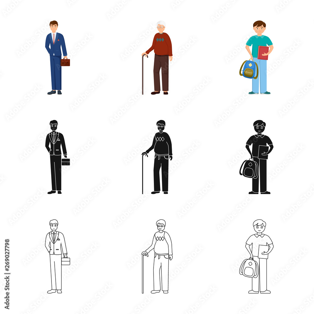Isolated object of character and avatar logo. Set of character and portrait vector icon for stock. Isolated object of character and avatar logo. Set of character and portrait vector icon for stock.