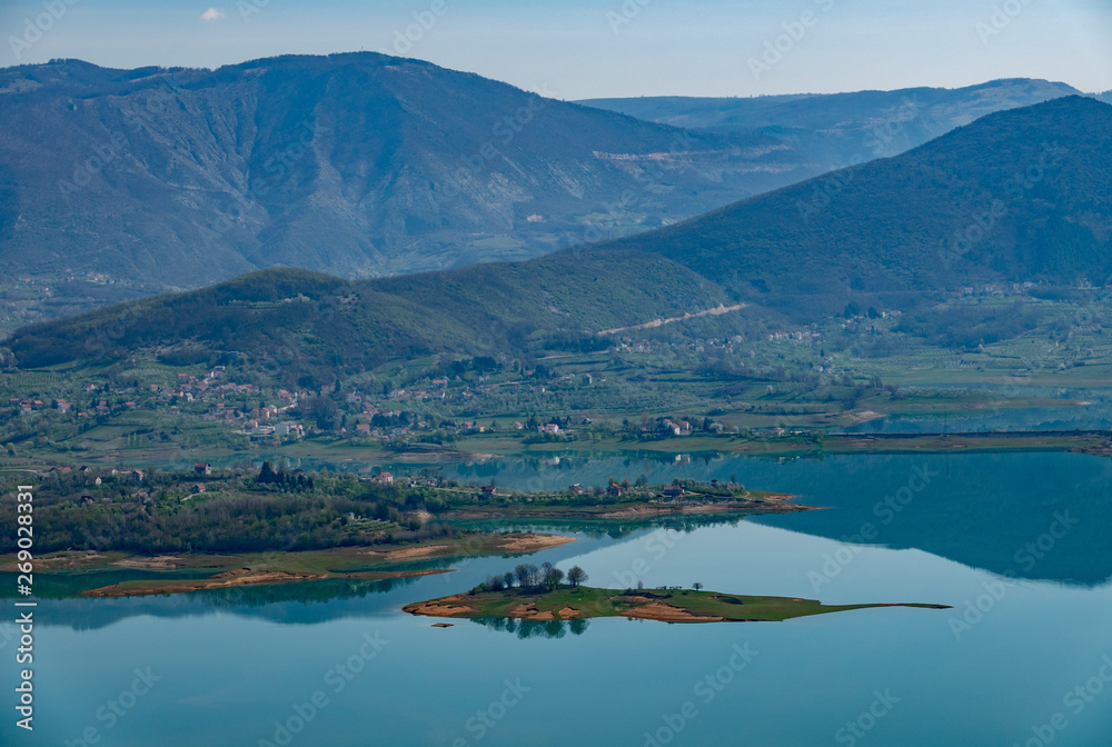 Aerial view of Rama lake or Ramsko jezero , Bosnia and Herzegovina