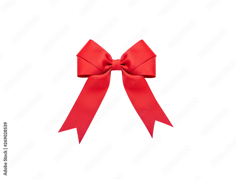 Shiny red satin ribbon on white background Shiny red satin ribbon on white background