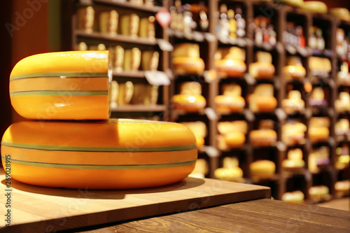 Delicious cheese on counter...