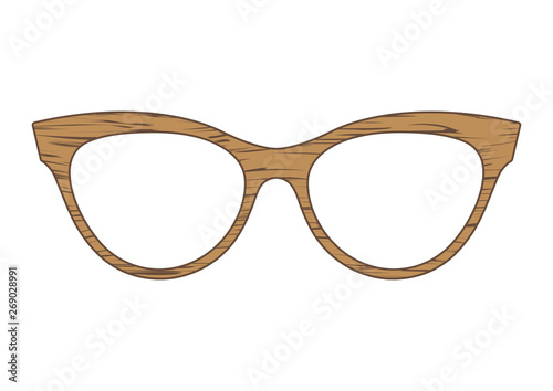 Wooden glasses on a white background. Ecology lifestyle. Vector illustration